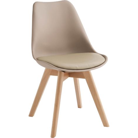 Carlotta - Sedia in polipropilene ecopelle beige 4 pz