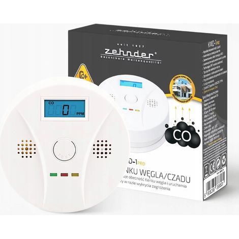 Detector de monóxido de carbono Zehnder KMD-1 PRO con pantalla LCD, 10 años de garantía. (1/4)