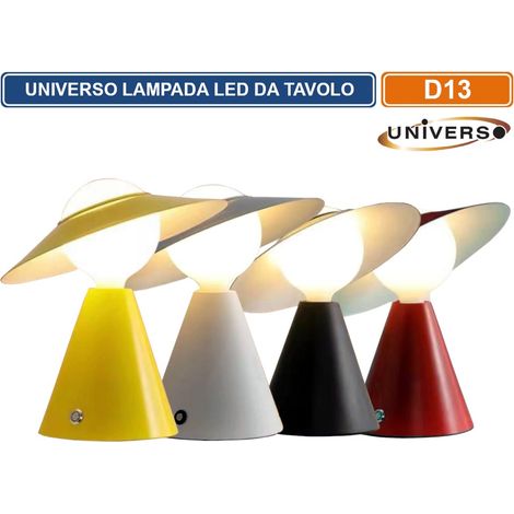 LAMPADA DA TAVOLO MODERNA CON PORTALAMPADA PER LAMPADINE E27 GIALLA BIANCA NERA ROSSA - Colore: Nero (1/5)