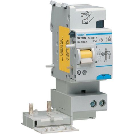 Hager blocco differenziale 2 poli 300ma 25a ac 2 moduli bf226n