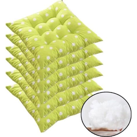 Lot de 6 Coussins d'assise de Chaise de Jardin/Coussin de Siège de Jardin en Polyester pour Intérieur et Extérieur, 40x40x5cm,Vertt (1/4)