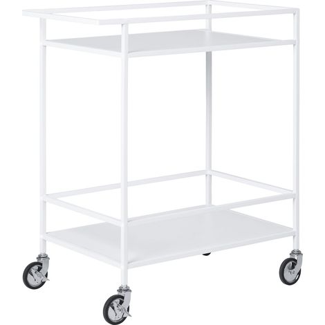 Carrello Bar Vita 2 Ripiani Bianchi con Telaio Bianco — 68×40×79 cm