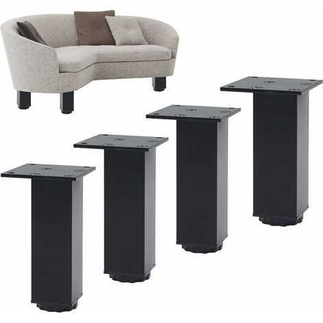4 Pièces Pieds de Meubles, Pied de d'armoire Réglables, Pieds de Meubles en Alliage d'aluminium, Pieds de Table en Métal de Bricolage pour Meuble Armoire Canapé, Hauteur Réglable 0-15 mm (1/5)