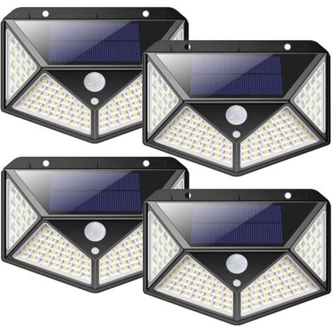 Lampe LED solaire d'extérieur, 3 modes d'éclairage, éclairage de sécurité à 270° avec détecteur de mouvement, étanche IP65, pour jardin et terrasse