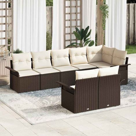 Conjunto de sofá de jardín 8 pcs Marrón ratán sintético vidaXL (1/5)