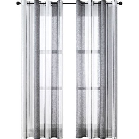 Rideaux Transparents à Oillets - Voile à Rayures - Rideau Décoratif