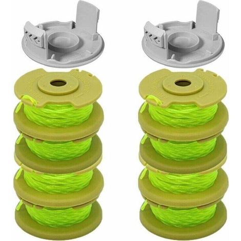 Ulisem10er-Pack Ersatzspule für Ryobi Daumentrimmer, kompatibel mit Ryobi One+ AC14RL3A, kabelloser Fadentrimmer, 8 Spulen + 2 Schneidkappen, (Gelb) (1/4)