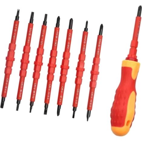 Set isolierter Schraubendreher aus Chrom-Vanadium-Stahllegierung und ABS-Gehäuse, Schraubendreher mit austauschbaren Klingen, leistungsstarkes magnetisches Kombinationswerkzeug für Elektrikerreparatur (1/5)