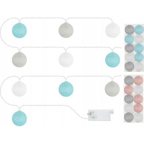 Lampade a palline di cotone VERGIONIC 10 palline decorative a LED alimentate a batteria