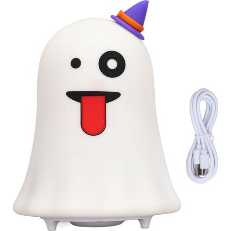 Lampe LED mignonne en forme de fantôme, 7 couleurs, chargeur USB, en Silicone et ABS, lit pour chambre d'enfant, Halloween