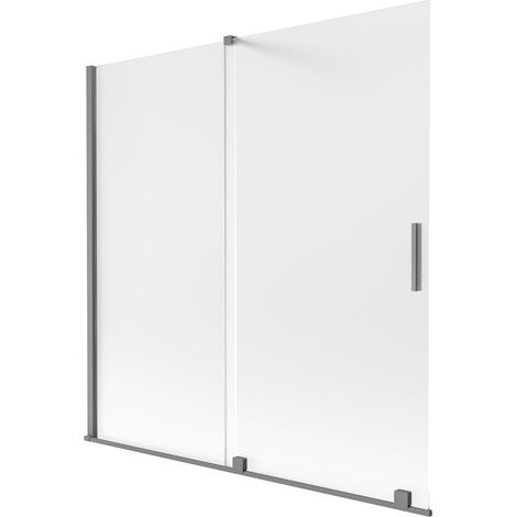 Mexen Velar mampara de ducha corredera de 2 paneles 160 x 150 cm, escarchada, metal de pistola - 896-160-000-31-95 (1/2)