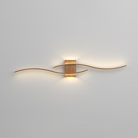 Applique da parete SEMANHUA effetto legno, moderna lampada lineare a LED con emissione luminosa verso l'alto e verso il basso, applique lineare singola da 35 W, 99 cm, lampada da parete lunga per como