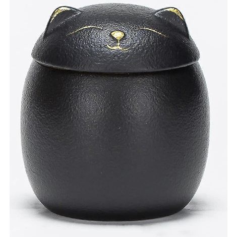 Pot à thé en céramique style chat porte-bonheur chinois, boîte de rangement hermétique pour café et sucre, décoration table (1/5)