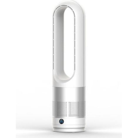Ventilateur tour silencieux sans pales, avec télécommande, 8 vitesses, oscillation à 80°, minuterie, affichage LED, convient pour chambre et bureau, blanc (1/5)