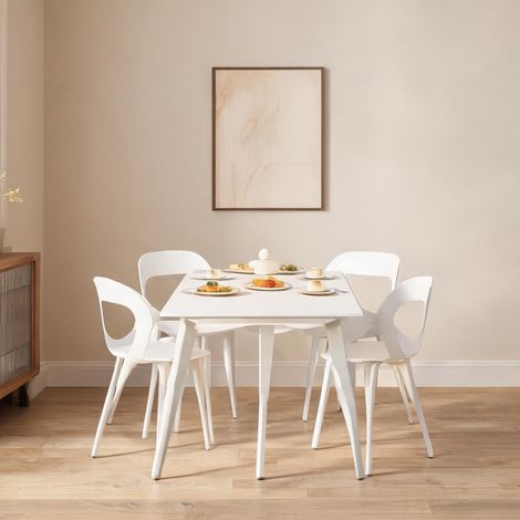 Lot de 4 chaises de salle à manger blanches en PP et métal (1/5)