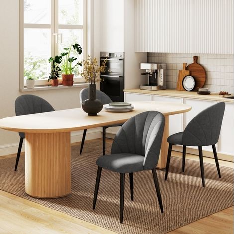 4er-Set Esszimmerstühle in Samtoptik, Stahlgestell, Dunkelgrau HAVRYA (1/5)