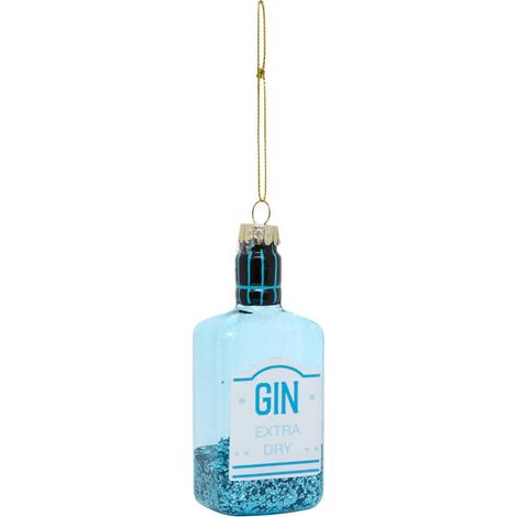 Suspension de sapin bouteille de gin en verre pailletée 11 cm - Feeric lights & christmas (1/2)