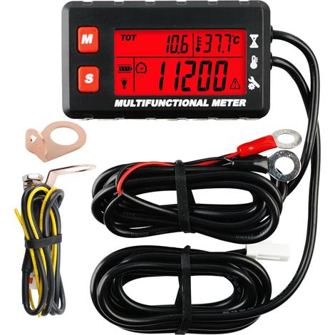 Compteur de température du moteur Digital, Compteur de tours/heure, Remplacement de la batterie et Alimentation externe DC5V à 30V pour moteur à essence, tracteur de jardin, générateur (1/5)