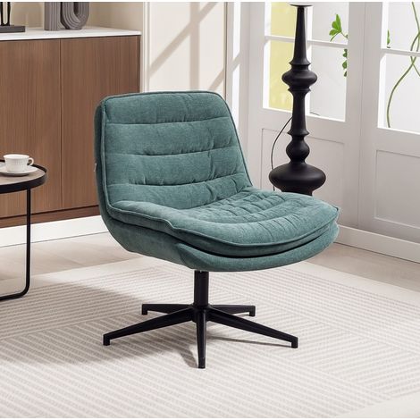 Bürostuhl 65,5x76x80 cm dunkelgrün aus Polyester drehbar ohne Armlehnen (1/5)