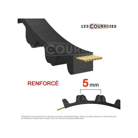 Courroie dentée simple renforcée 560-5MGT50