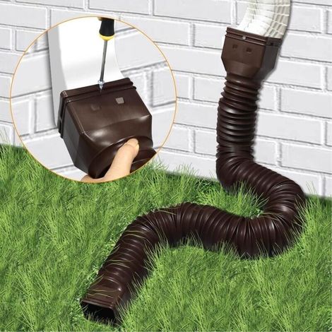 Prolunghe flessibili per pluviali, prolunga retrattile da 21 a 60 pollici, connettore per grondaia, drenaggio dell'acqua piovana (marrone) (1/4)
