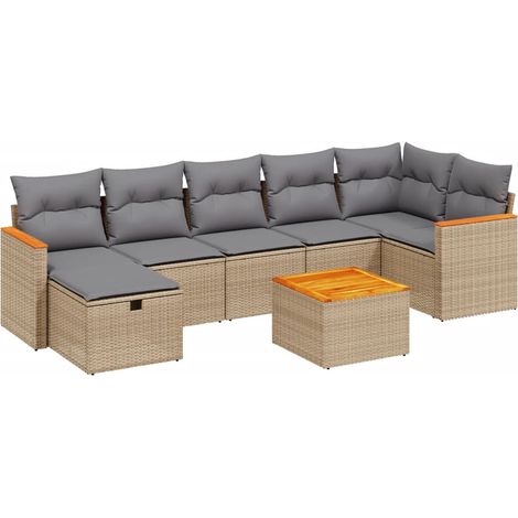 Maison Exclusive - Juego de sofás jardín con cojines beige mezcla (1/4)