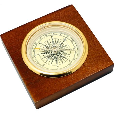 1 Boussole, Boîte en bois, 73 x 73 mm, Navigation précise, Compact et léger, Randonnée et camping (1/5)