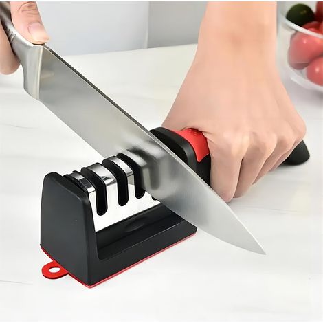 Professioneller 3-stufiger Küchenmesserschärfer aus Wolfram und Keramik mit Diamantklingen für Köche, einfach zu bedienen für Zuhause, Imbisswagen und Restaurants
