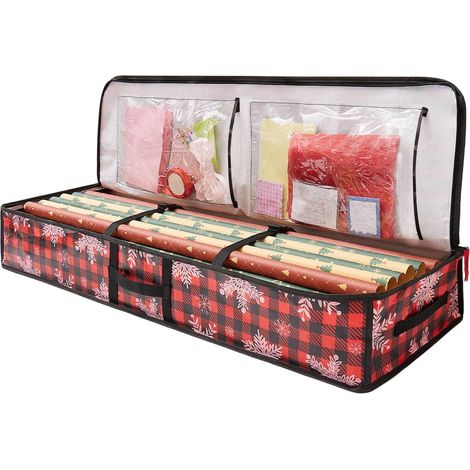 Sac De Rangement Pour Ornements De Noël - 41 X 14 X 6 Pouces - Organiseur Multifonctionnel Pour Guirlandes, Rubans, Étiquettes Et Papier Cadeau (1/3)