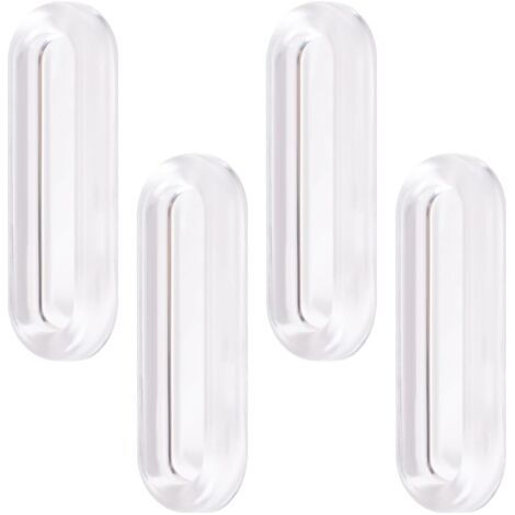 4 Pack Self Adhesive Clear PU Sliding Door Handles Oval Sliding Door Handles for Glass Doors, Windows, Drawers, Cabinets