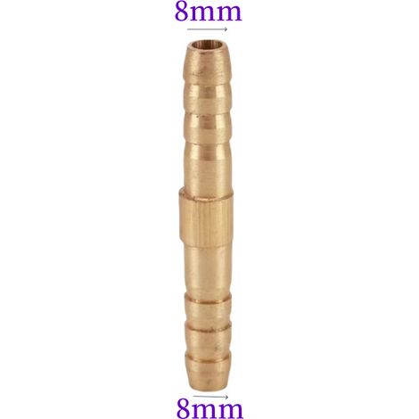 Raccord en T Cuivre Pur à Barbette, 8mm pour Tuyau, Longueur 64mm