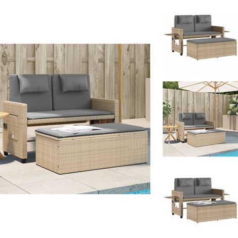 Banc inclinable de jardin avec coussins beige résine tressée - Banc De Jardin - Jardin - Mobilier De Jardin - Chaise Longue - Salon De Jardin (1/5)
