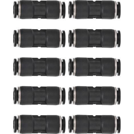 Lot de 10 raccords pneumatiques droits à emboîter pour tuyaux, accessoires pour compresseur d'air, 6 mm (1/5)