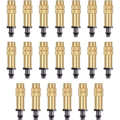20 Stück verstellbare Kupfer-Zerstäubungsdüse, Tropfbewässerungssprüher, 4/7 mm Zerstäubung, Mikro-Sprinkler, Bewässerungsausrüstung, Kühlung, Garten, Gewächshaus, Gemüse (1/5)