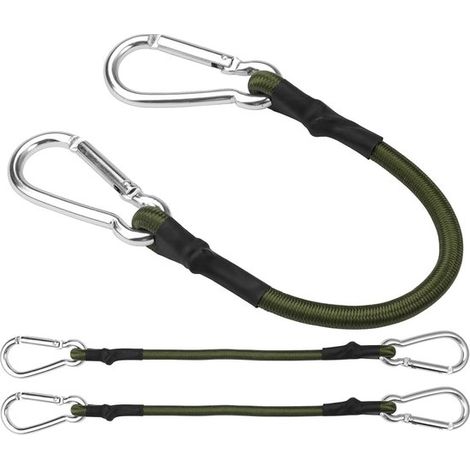 Cinghie elastiche rinforzate da 30 cm e 60 cm con moschettoni, per tende, tettoie, bagagli e attrezzatura da campeggio all'aperto. (1/5)