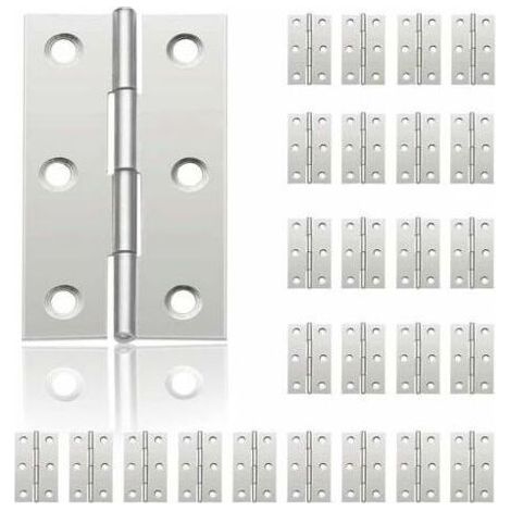 24Pcs Petit Charnières pour Portes, Charnière Inox, DIY Charnières de Portes pour Porte Placard Charnière Piano Boîtes à bijoux La Maison Meubles Matériel Armoire(44mm32mm) (1/5)