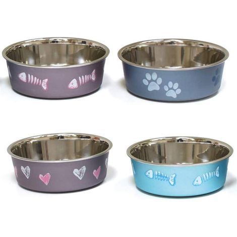 gamelle antidérapante en acier satiné 750 ml pour animaux (1/2)