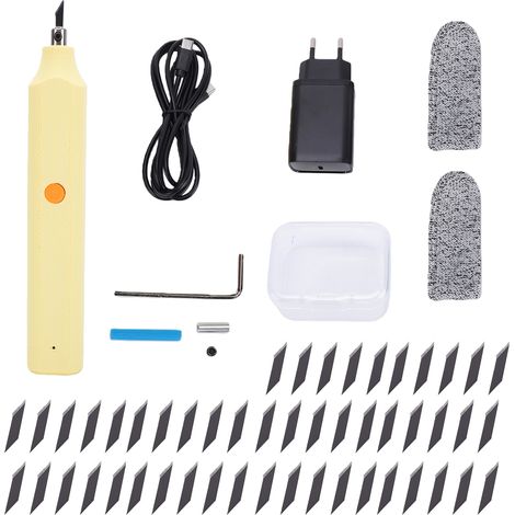 Coupeur ultrasonique 40 kHz, outil de découpe portable pour l'artisanat avec 3 modes pour l'impression 3D, le plastique, le bois et la résine, comprend 50 lames remplaçables, prise européenne 100-240 (1/5)
