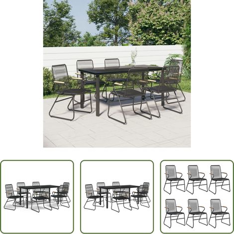 Salle à manger extérieure - Ensemble à manger de jardin 7 pcs Noir Rotin PVC (1/5)