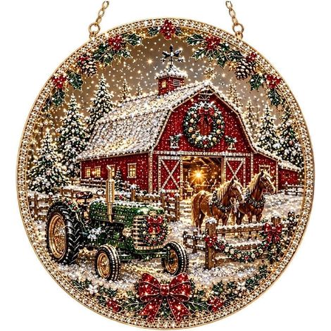 BKit de décoration de Noël en perles et diamants, attrape-soleil, ornement suspendu en acrylique de 20 cm, kit de loisirs créatifs pour adultes et débutants, cadeau idéal pour décorer une fenêtre ou v (1/5)