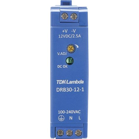 TDK-Lambda DRB30-12-1 Alimentatore per guida DIN 12 V/DC 2.5 A 30 W Num. uscite:1 x Contenuto 1 pz. (1/4)