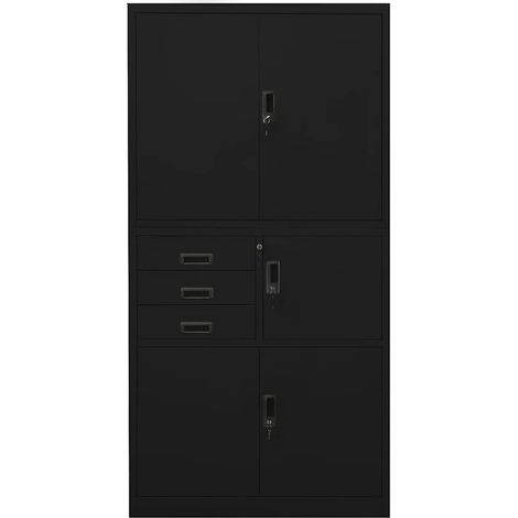 Maison Exclusive - Armario de oficina de acero negro 90x40x180 cm (1/5)