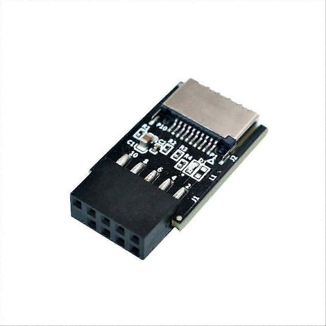 Adaptateur USB 2.0 9 broches vers Type-E, adaptateur de connecteur de panneau avant USB 2.0 9 broches vers Type-E interne, avec interface d'alimentation 5V. (1/5)