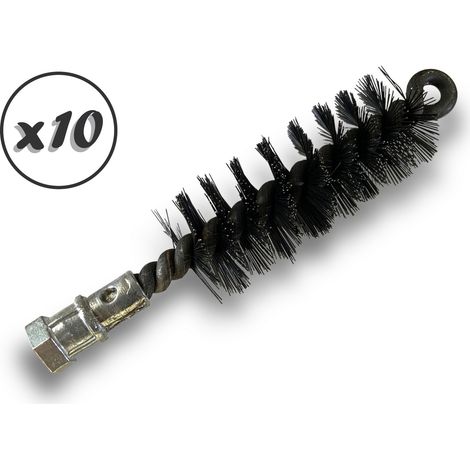 Lot de 10 Brosses à tube PRO ACIER Ø 25 mm Raccord M12175 femelle Ame en acier torsadé Nettoyage brossage tube et canalisation Kibros 41SCA25x10