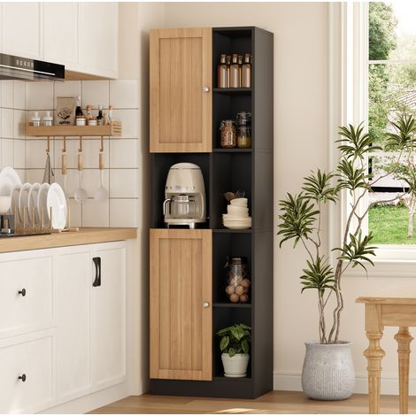 Mobile cucina angolare 50 x 35,5 x 170 cm, 6 ripiani, 2 ante, antracite/rovere DESVIAE (1/5)