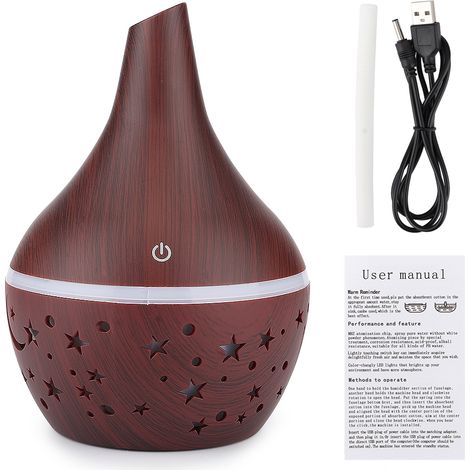 Humidificateur USB Portable Mini avec Lumière d'Ambiance - Grain de Bois Foncé et Design Creux (1/5)