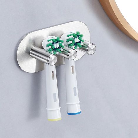 Porte-brosse à dents mural, en métal antirouille, sans perçage, pour salle de bain (1/5)
