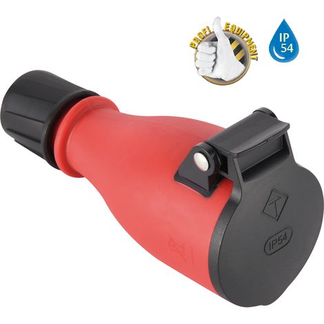 Maxtrack NV 48 KL - Enchufe de protección de contacto (plástico, IP54), color negro y rojo