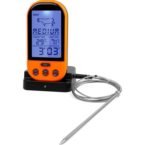 Thermomètre numérique sans fil avec portée, minuterie, thermomètre à viande, sonde à viande, pour steak, barbecue, indicateur de température, accessoires de cuisine (1/5)