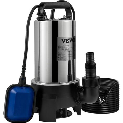 Pompe Immergée Eaux Chargées 1100 W Pompe de Relevage Débit 333,3 L/min Refoulement 9m Câble 10 m Cave Fosse Piscine (1/5)